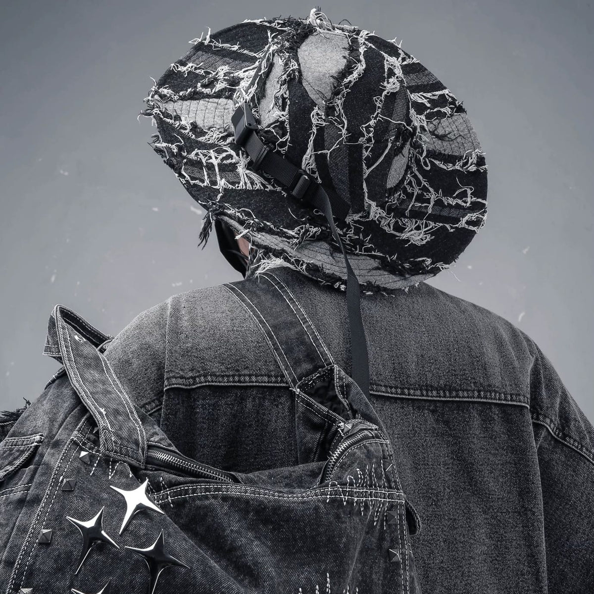 Kobine Men's Techwear Distressed Raw Edge Boonie Hat