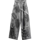 Kobine Men's Techwear Eyelet Zipper Raw Edge Wide Leg Pants