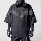 Kobine Men's Techwear Fringe Textured Batwing-Sleeve Top