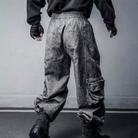 Kobine Men's Techwear Large Pocket Washed Loose Cargo Pants
