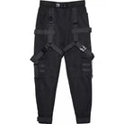 Kobine Men's Techwear Multi Buckle Straps Large Pocket Cuffed Cargo Pants