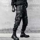 Kobine Men's Techwear Multi Buckle Straps Large Pocket Cuffed Cargo Pants