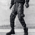 Kobine Men's Techwear Multi Buckle Straps Large Pocket Cuffed Cargo Pants