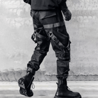 Kobine Men's Techwear Multi Buckle Straps Large Pocket Cuffed Cargo Pants