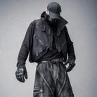 Kobine Men's Techwear Multi Zipper Stand Collar Vest