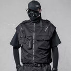 Kobine Men's Techwear Multi Zippers Large Pocket Stand Collar Vest