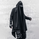 Kobine Men's Techwear Open Front Draped Patchwork Irregular Hem Coat with Belt