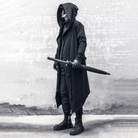 Kobine Men's Techwear Rope Detail Hooded Long Coat