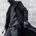 Kobine Men's Techwear Rope Detail Hooded Long Coat