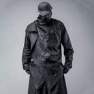 Kobine Men's Techwear Rose Jacquard Snood Collar Asymmetric Coat