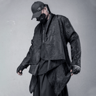 Kobine Men's Techwear Rose Jacquard Snood Collar Asymmetric Coat