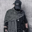 Kobine Men's Techwear Ruched Distressed Raw Edge Scarf
