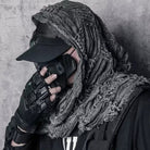 Kobine Men's Techwear Ruched Distressed Raw Edge Scarf
