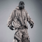 Kobine Men's Techwear Studded Printed Zip-Up Hooded Jacket