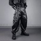 Kobine Men's Techwear Textured Buckle Strap Big Pocket Cargo Pants