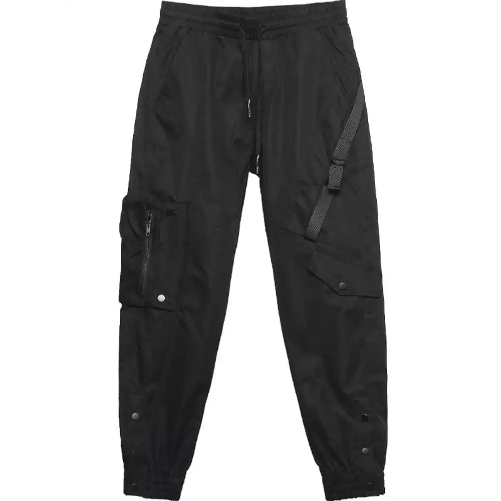 Kobine Men's Techwear Zipper Large Pocket Cuffed Cargo Pants