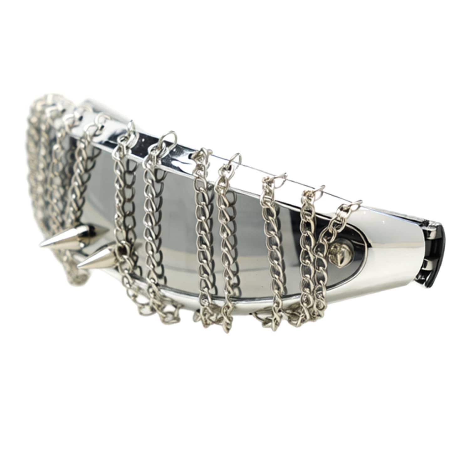 Kobine Unisex Cyberpunk Chained Spiked Wrap Around Glasses Sunglasses