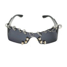 Kobine Unisex Cyberpunk Spiked Ring Wrap Around Glasses Sunglasses