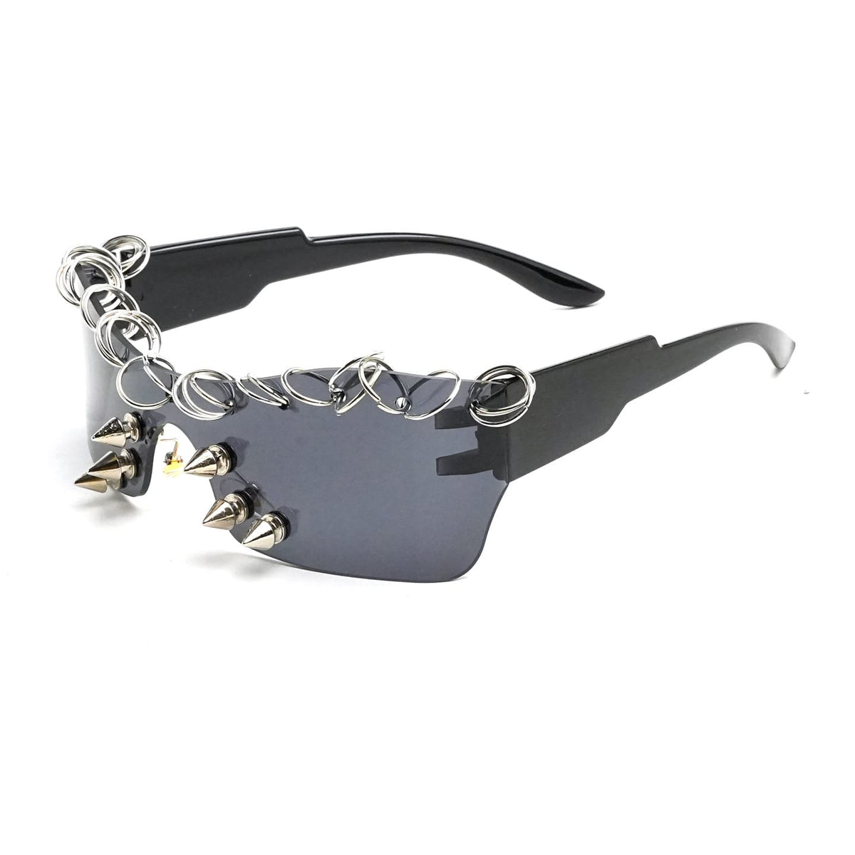 Kobine Unisex Cyberpunk Spiked Ring Wrap Around Glasses Sunglasses