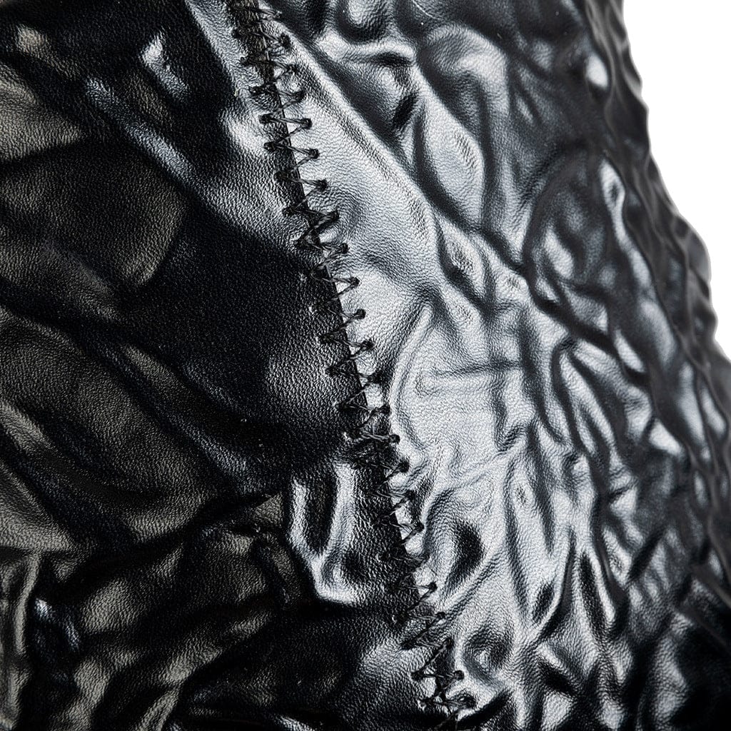 Kobine Unisex Gothic Skull Embossed Crinkled Top Hat