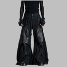 Kobine Unisex Grunge Raw Edge Double Layer Ultra Wide Leg Pants