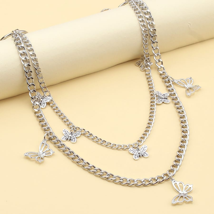 Kobine Unisex Punk Butterfly Layered Waist Chain