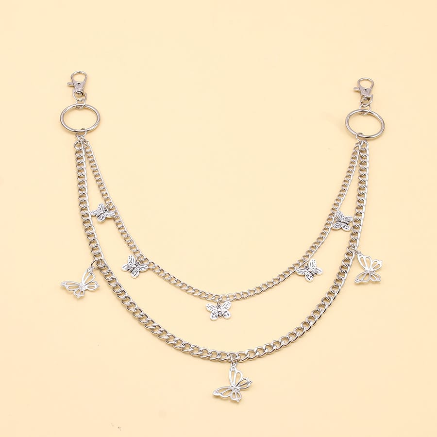 Kobine Unisex Punk Butterfly Layered Waist Chain