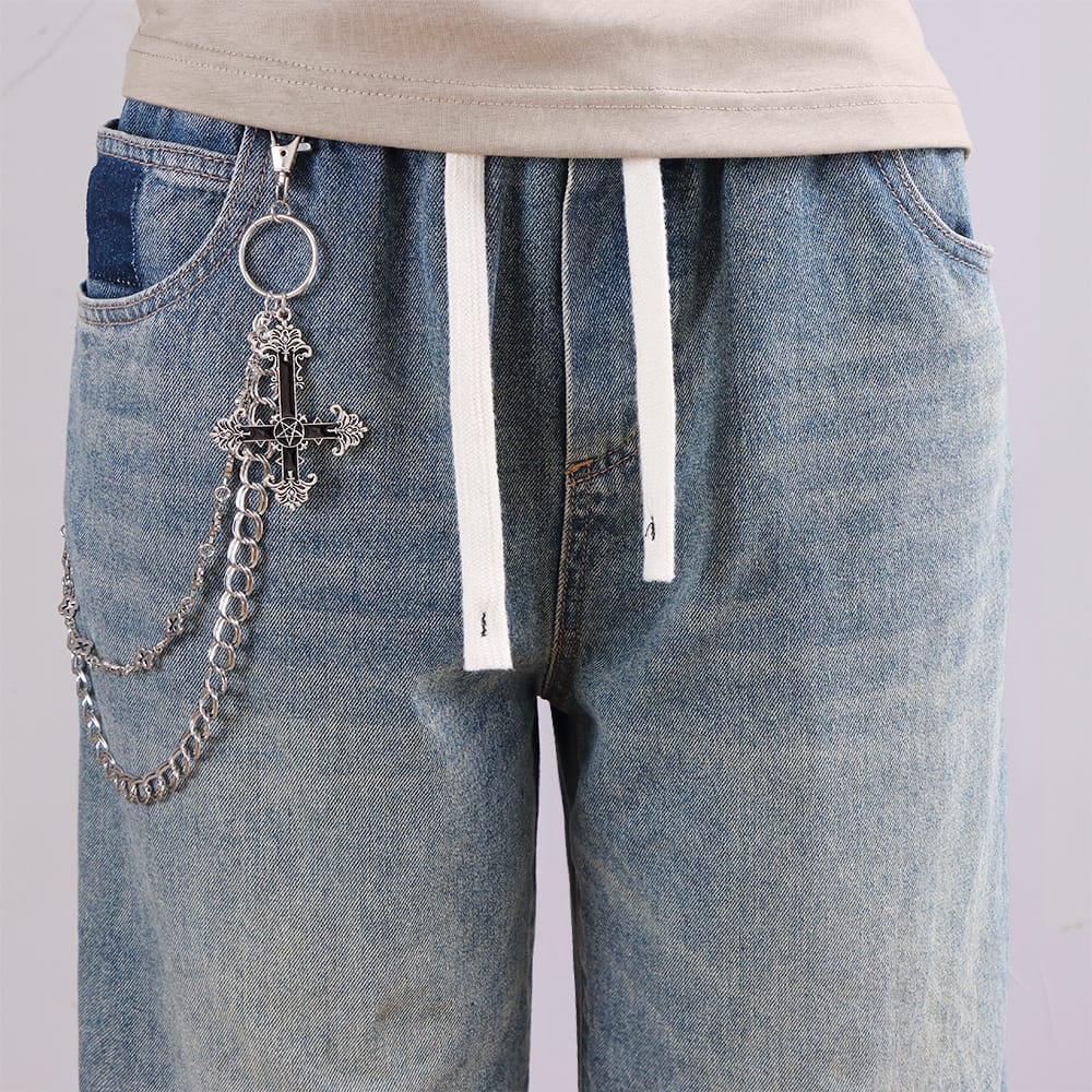 Kobine Unisex Punk Cross Double Layer Waist Chain
