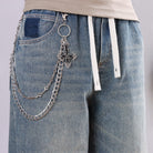 Kobine Unisex Punk Cross Double Layer Waist Chain