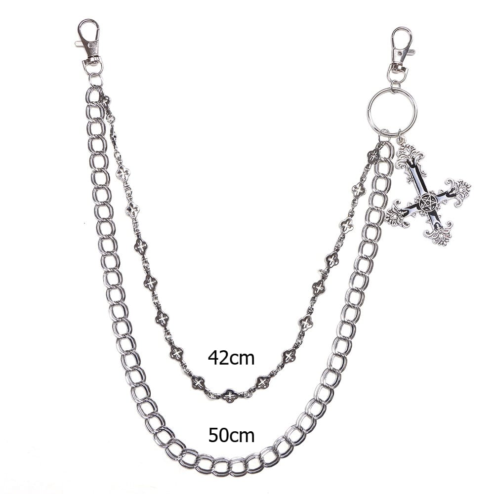 Kobine Unisex Punk Cross Double Layer Waist Chain