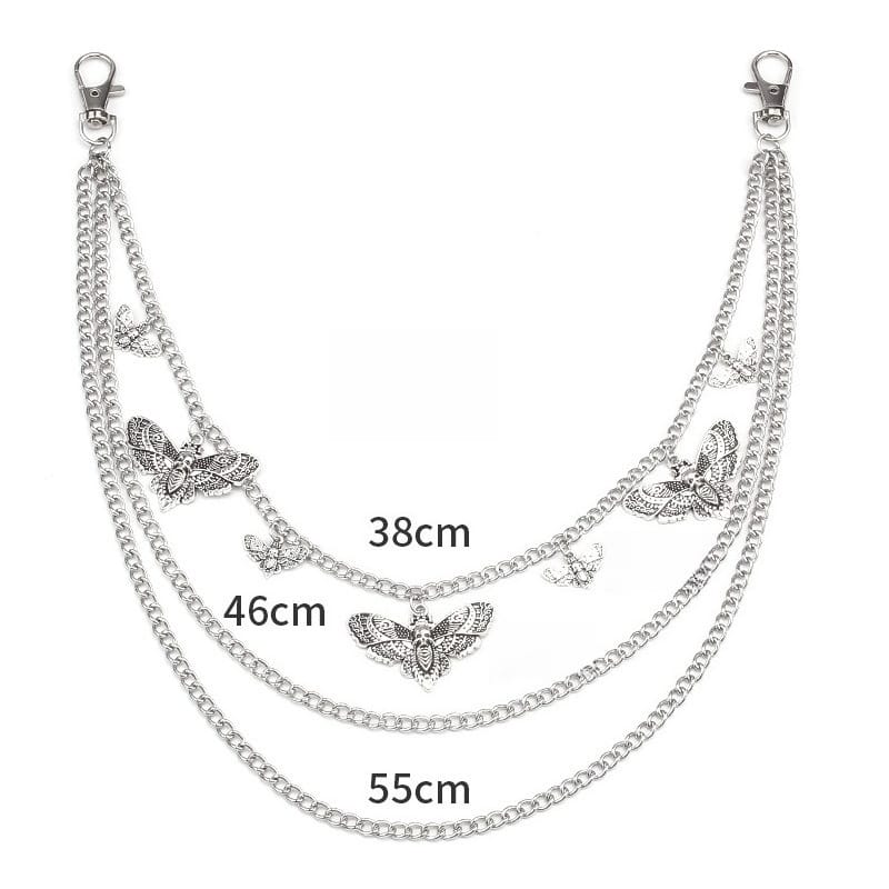 Kobine Unisex Punk Death Moth Layered Waist Chain