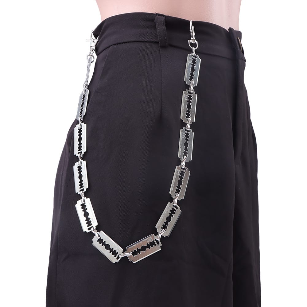 Kobine Unisex Punk Decorative Razor Blade Waist Chain