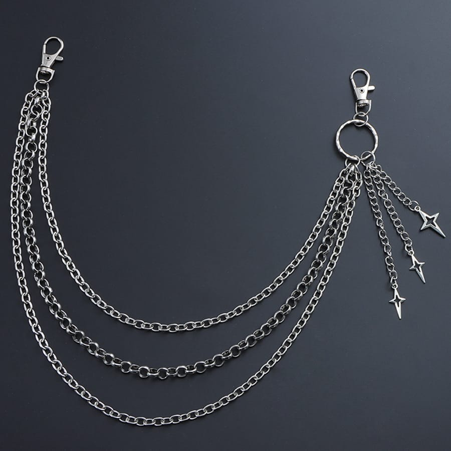 Kobine Unisex Punk Four-Pointed Star Layered Waist Chain