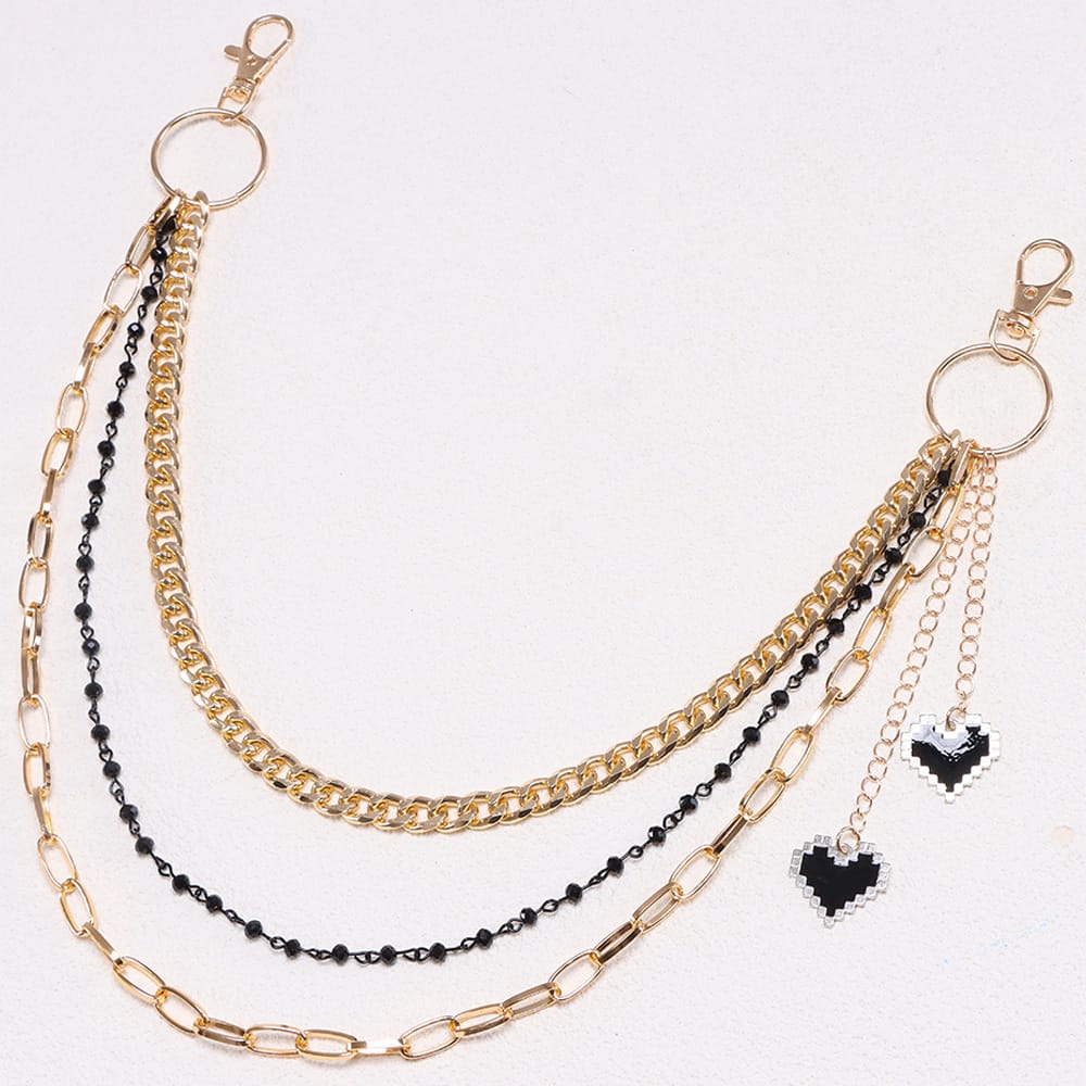Kobine Unisex Punk Heart Multilayer Waist Chain