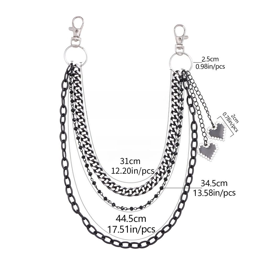 Kobine Unisex Punk Heart Multilayer Waist Chain