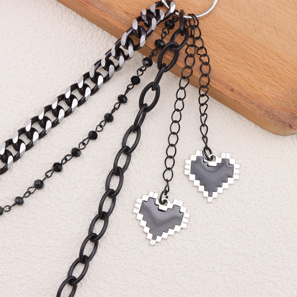 Kobine Unisex Punk Heart Multilayer Waist Chain