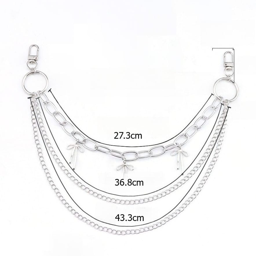 Kobine Unisex Punk Hollow Bow Layered Waist Chain
