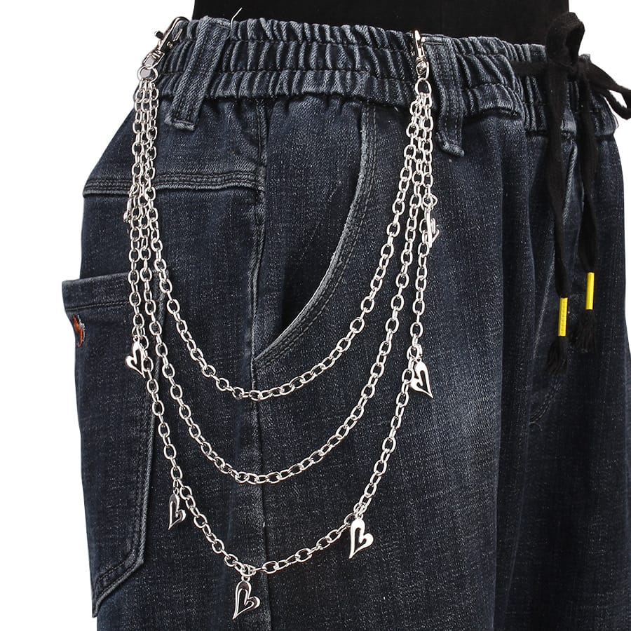 Kobine Unisex Punk Hollow Heart Layered Waist Chain