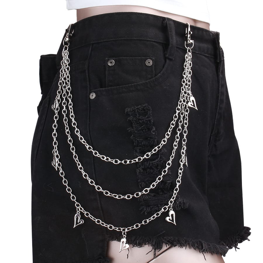 Kobine Unisex Punk Hollow Heart Layered Waist Chain