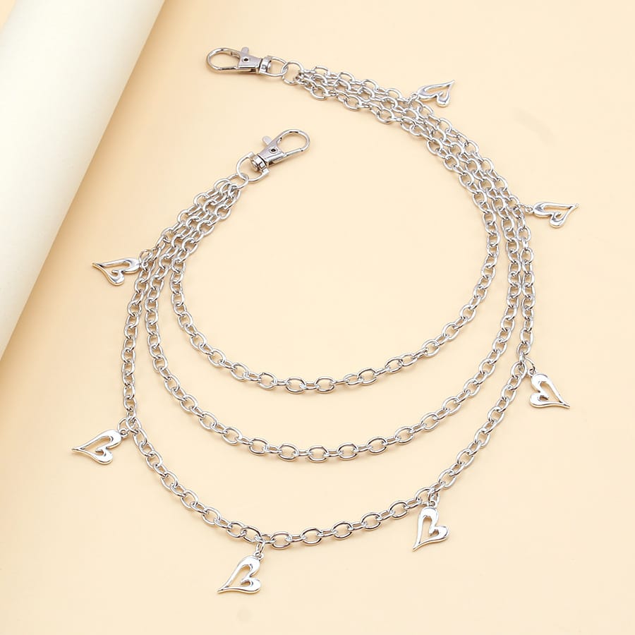 Kobine Unisex Punk Hollow Heart Layered Waist Chain