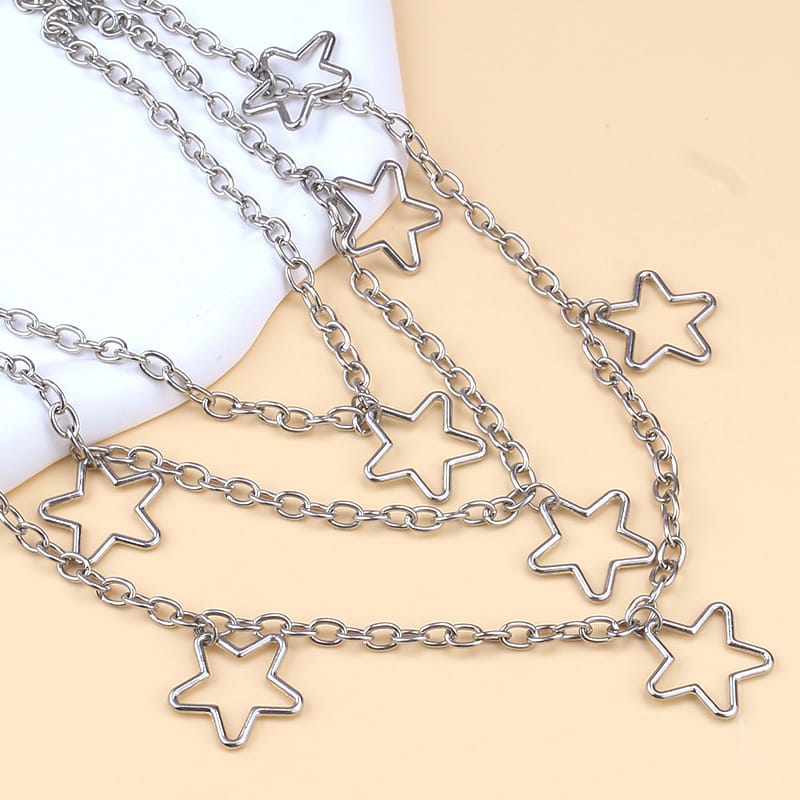 Kobine Unisex Punk Hollow Star Layered Waist Chain
