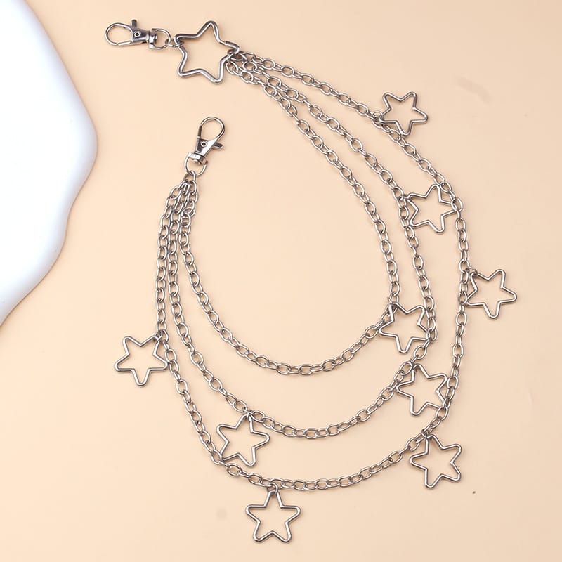 Kobine Unisex Punk Hollow Star Layered Waist Chain