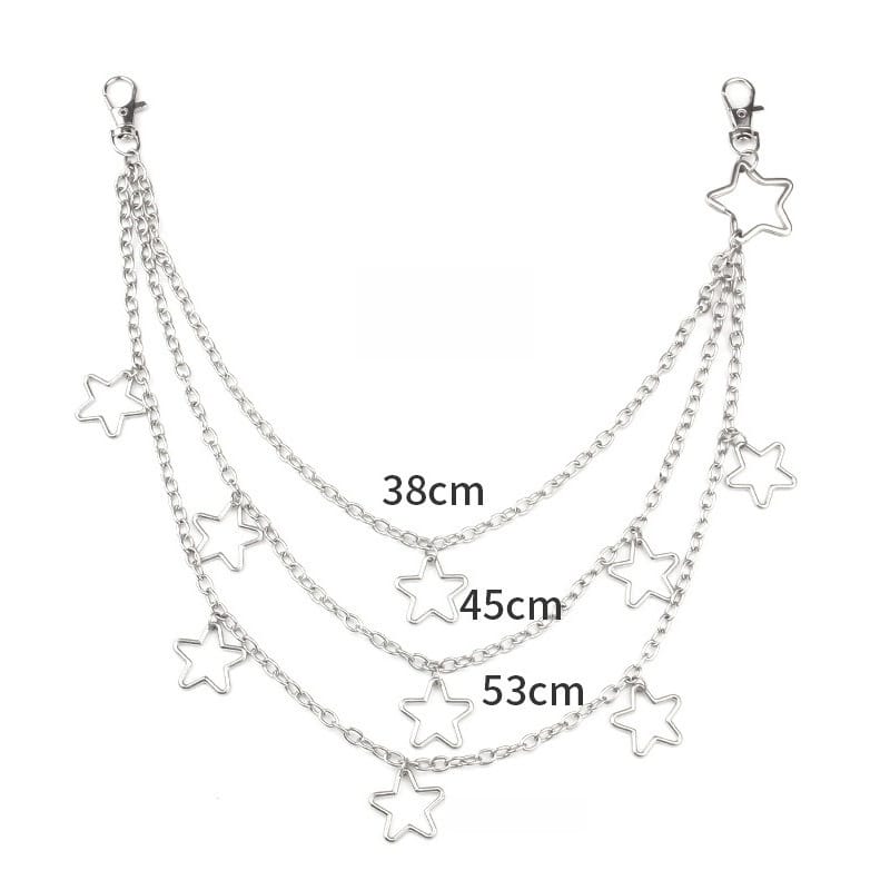 Kobine Unisex Punk Hollow Star Layered Waist Chain