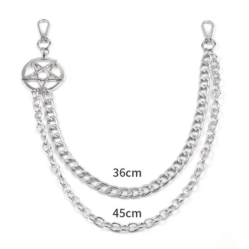 Kobine Unisex Punk Pentacle Layered Waist Chain
