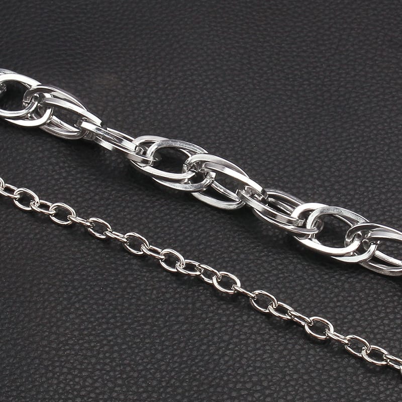 Kobine Unisex Punk Raven Skull Rudder Layered Waist Chain