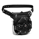Kobine Unisex Punk Rivet Cross Chained Waist Bag