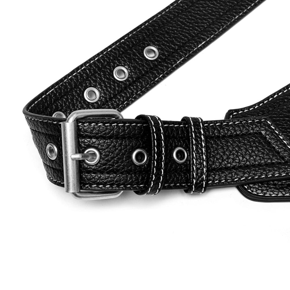 Kobine Unisex Punk Rivet Cross Chained Waist Bag