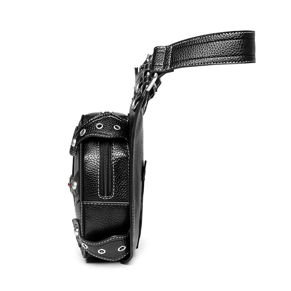 Kobine Unisex Punk Rivet Cross Chained Waist Bag