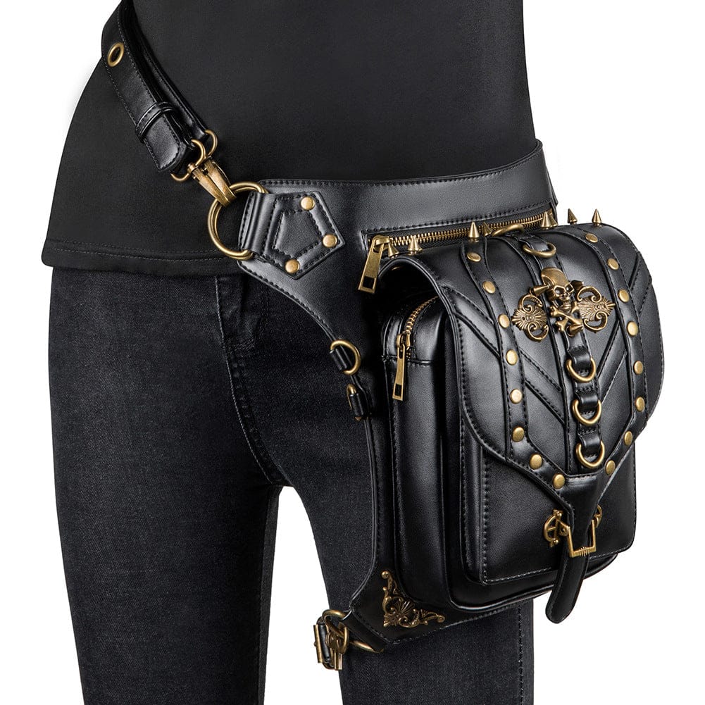 Kobine Unisex Punk Rivet Skull Waist Bag