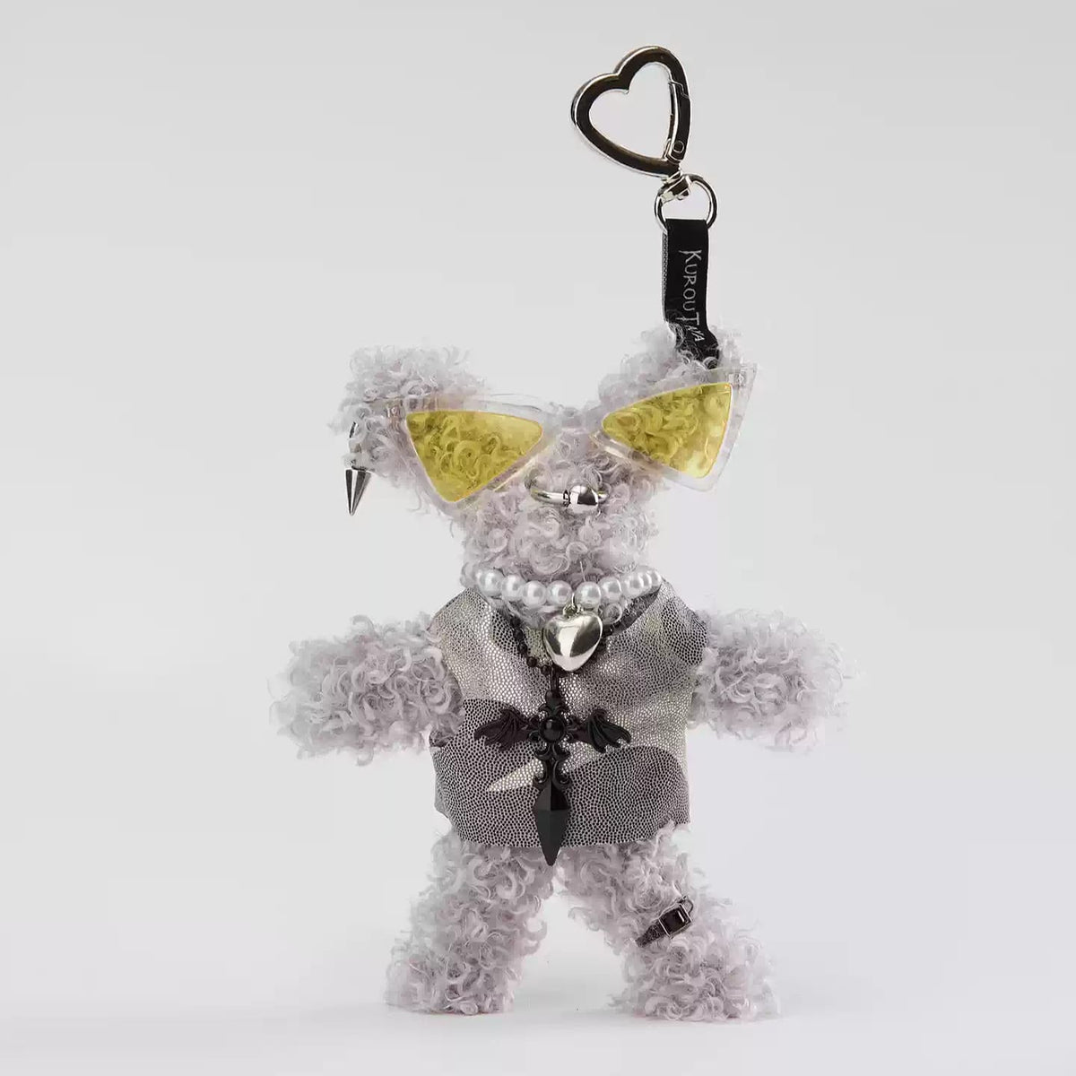 Kobine Unisex Punk Rockstar Furry Guitar Bear Bag Charm